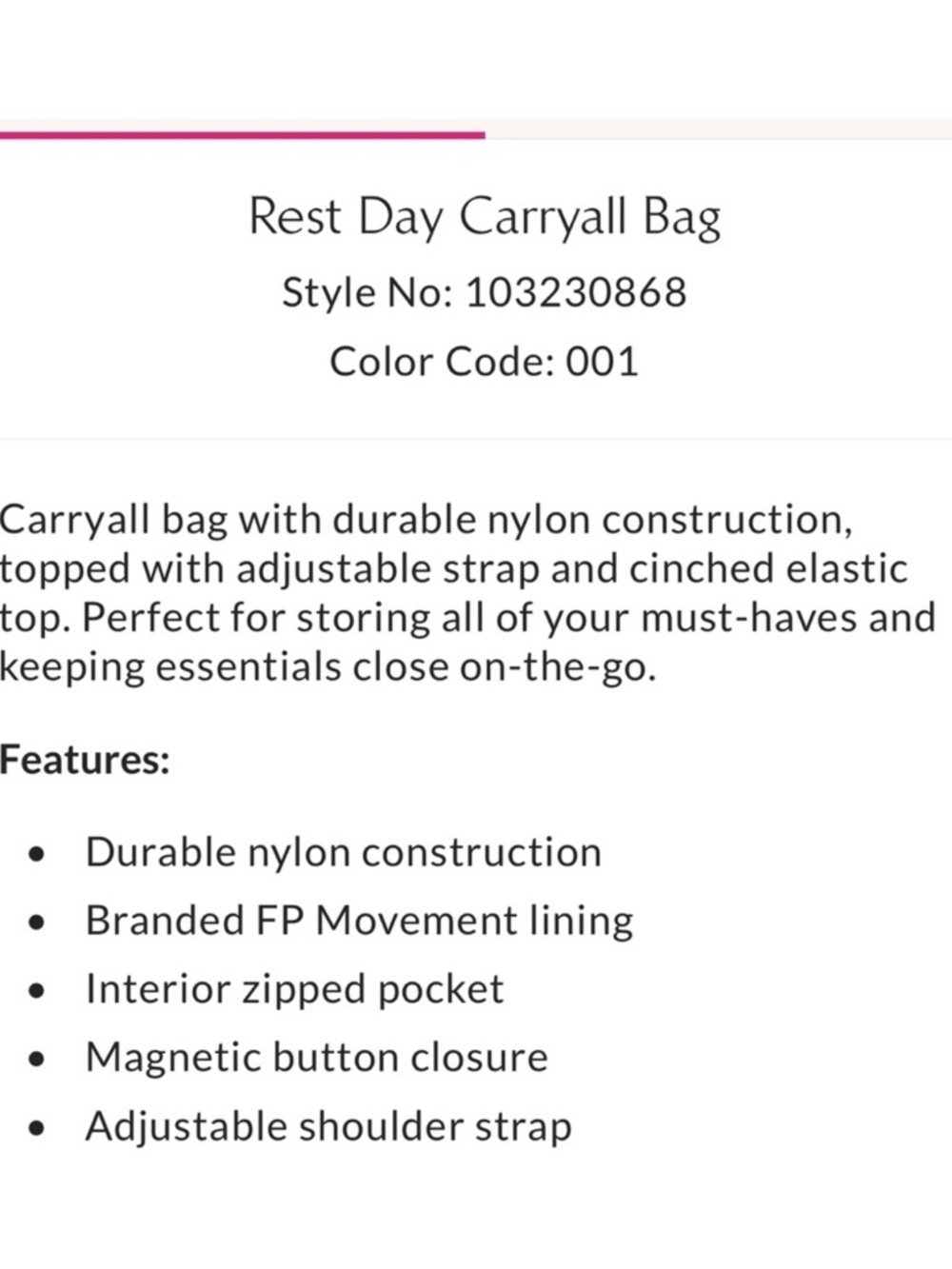 Free People Movement Rest Day Carryall Bag, NWT, Flame (SOLD OUT COLOR) - Picture 5 of 6